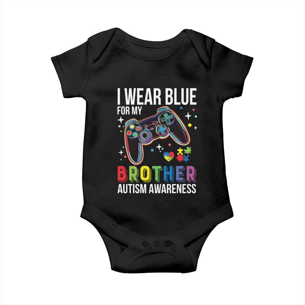 Autism Awareness Gamer Baby Onesie I Wear Blue for My Brother Video Game Family Support TS02 Black Print Your Wear