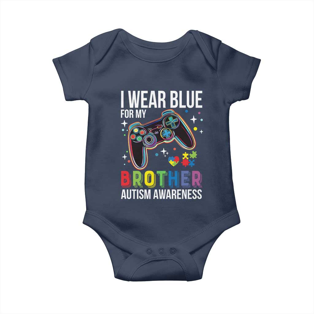 Autism Awareness Gamer Baby Onesie I Wear Blue for My Brother Video Game Family Support TS02 Navy Print Your Wear