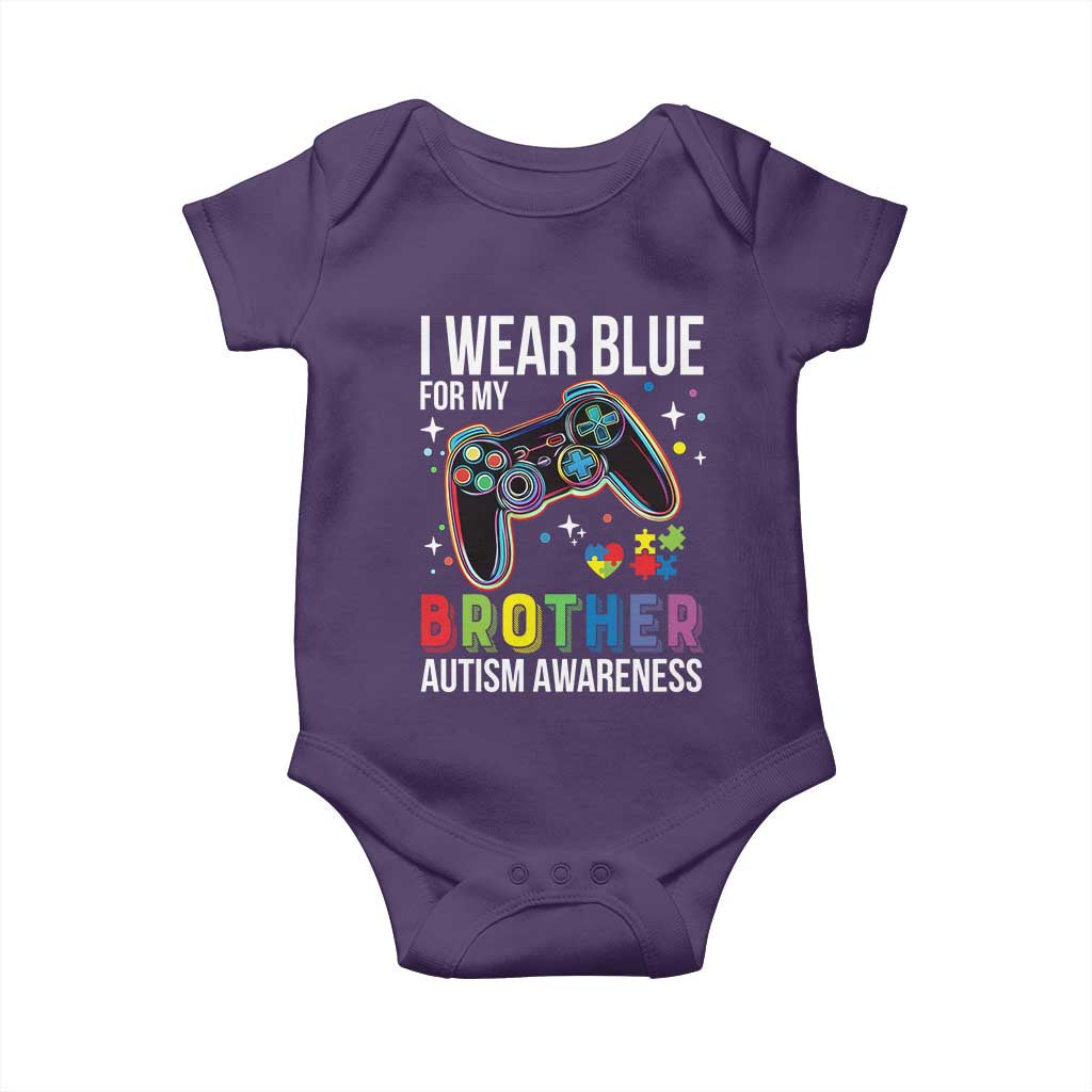 Autism Awareness Gamer Baby Onesie I Wear Blue for My Brother Video Game Family Support TS02 Purple Print Your Wear