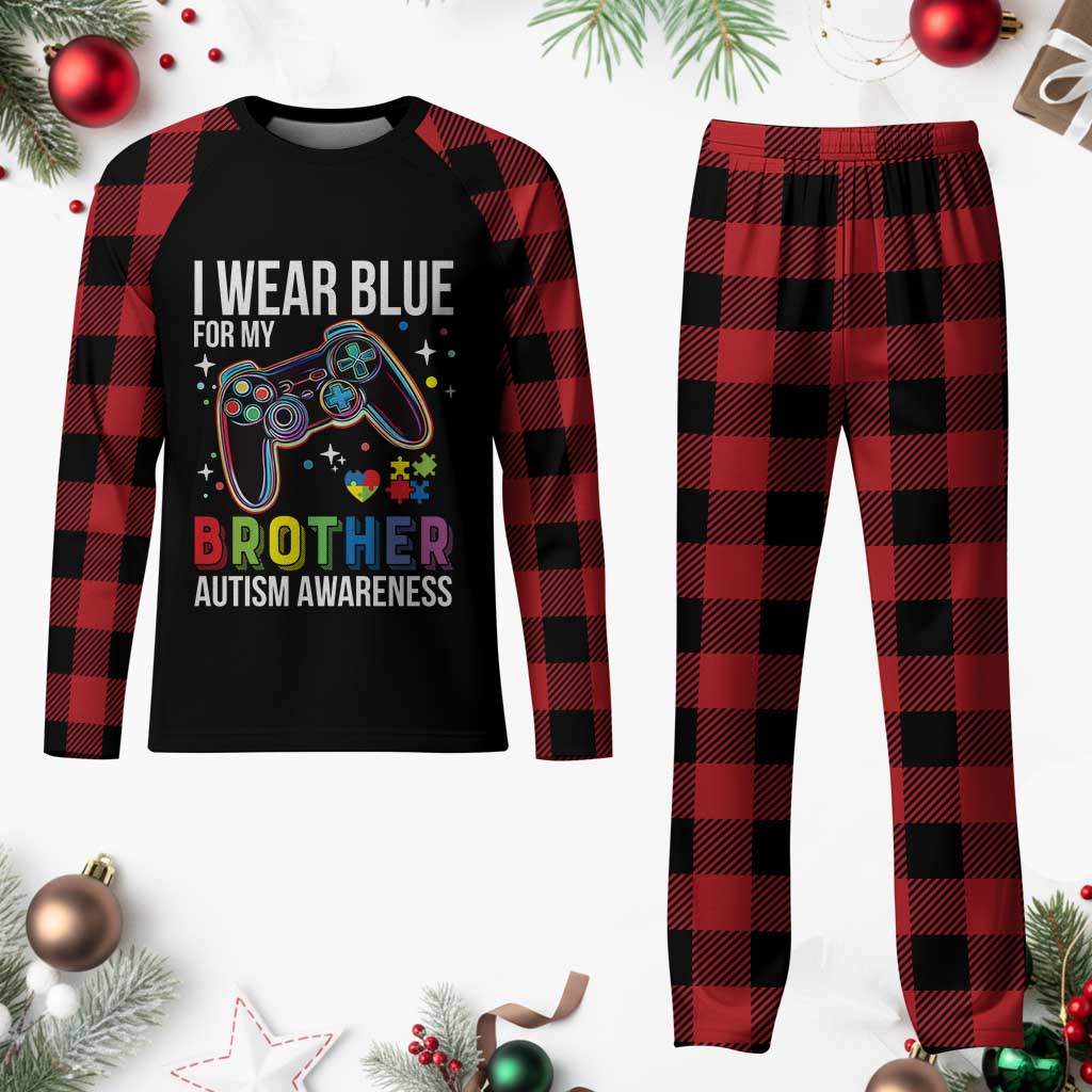 Autism Awareness Gamer Plaid Pajama Set I Wear Blue for My Brother Video Game Family Support TS02 Buffalo Plaid Print Your Wear