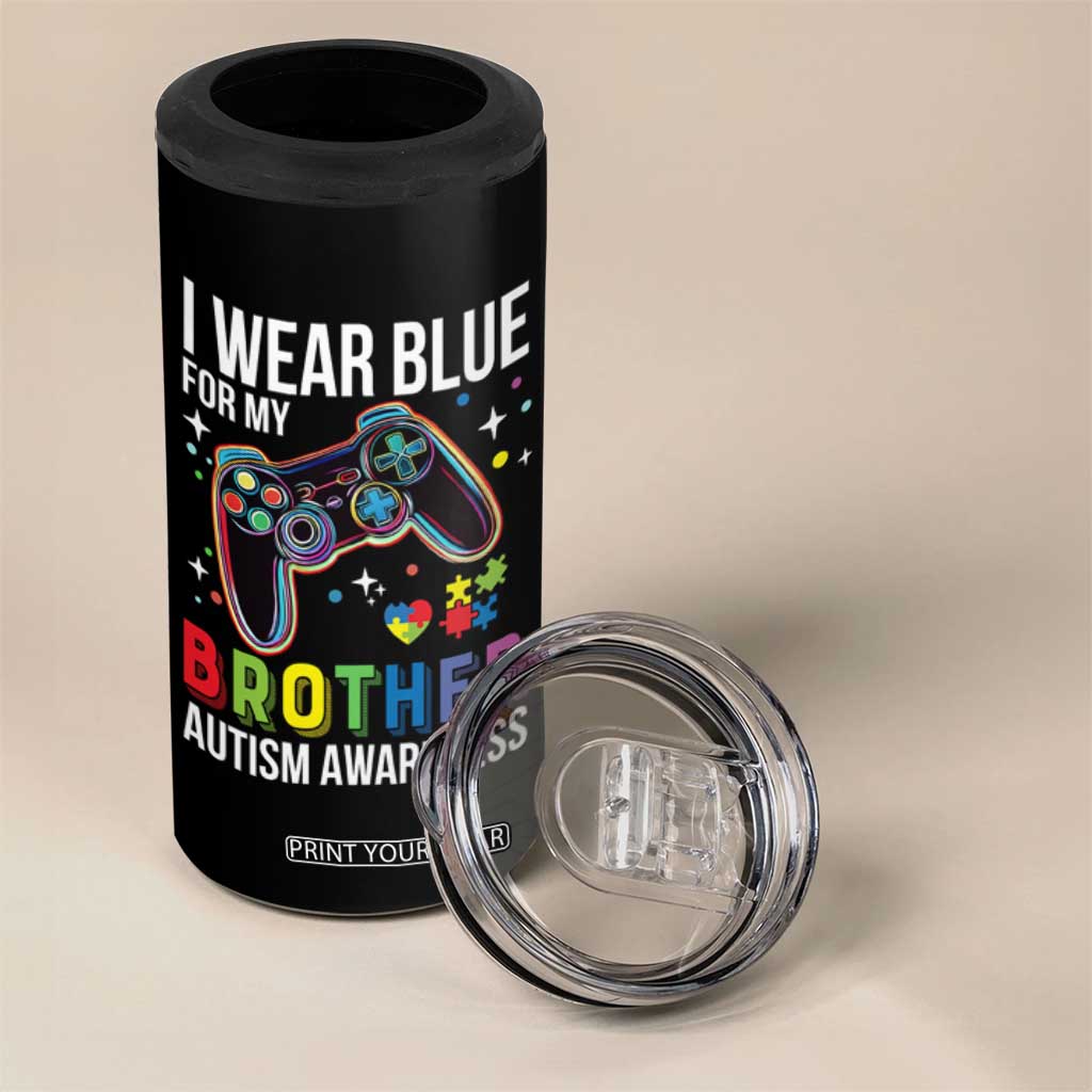Autism Awareness Gamer 4 in 1 Can Cooler Tumbler I Wear Blue for My Brother Video Game Family Support TS02 Print Your Wear