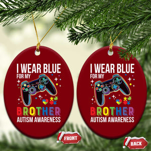 Autism Awareness Gamer Ceramic Ornament I Wear Blue for My Brother Video Game Family Support TS02 Print Your Wear