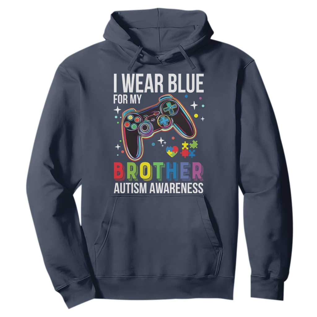 Autism Awareness Gamer Hoodie I Wear Blue for My Brother Video Game Family Support TS02 Navy Print Your Wear