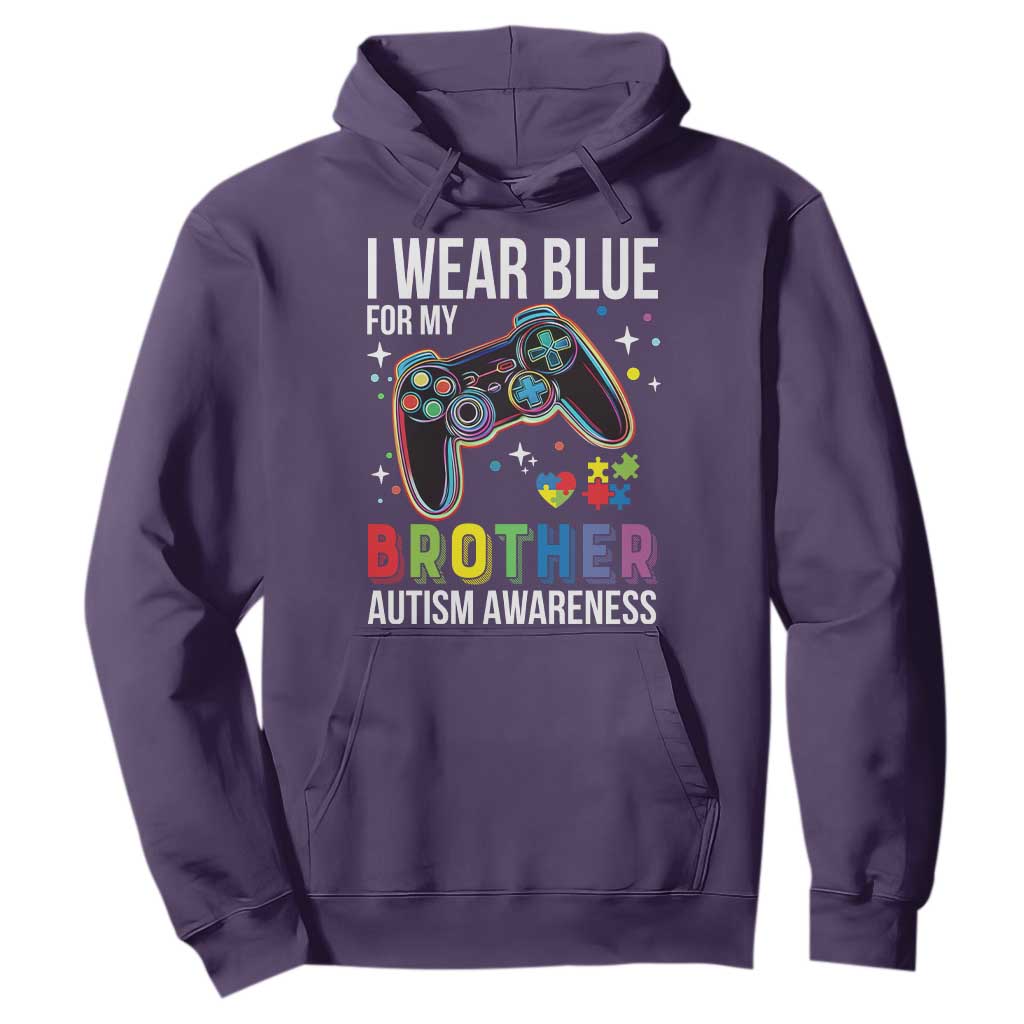 Autism Awareness Gamer Hoodie I Wear Blue for My Brother Video Game Family Support TS02 Purple Print Your Wear