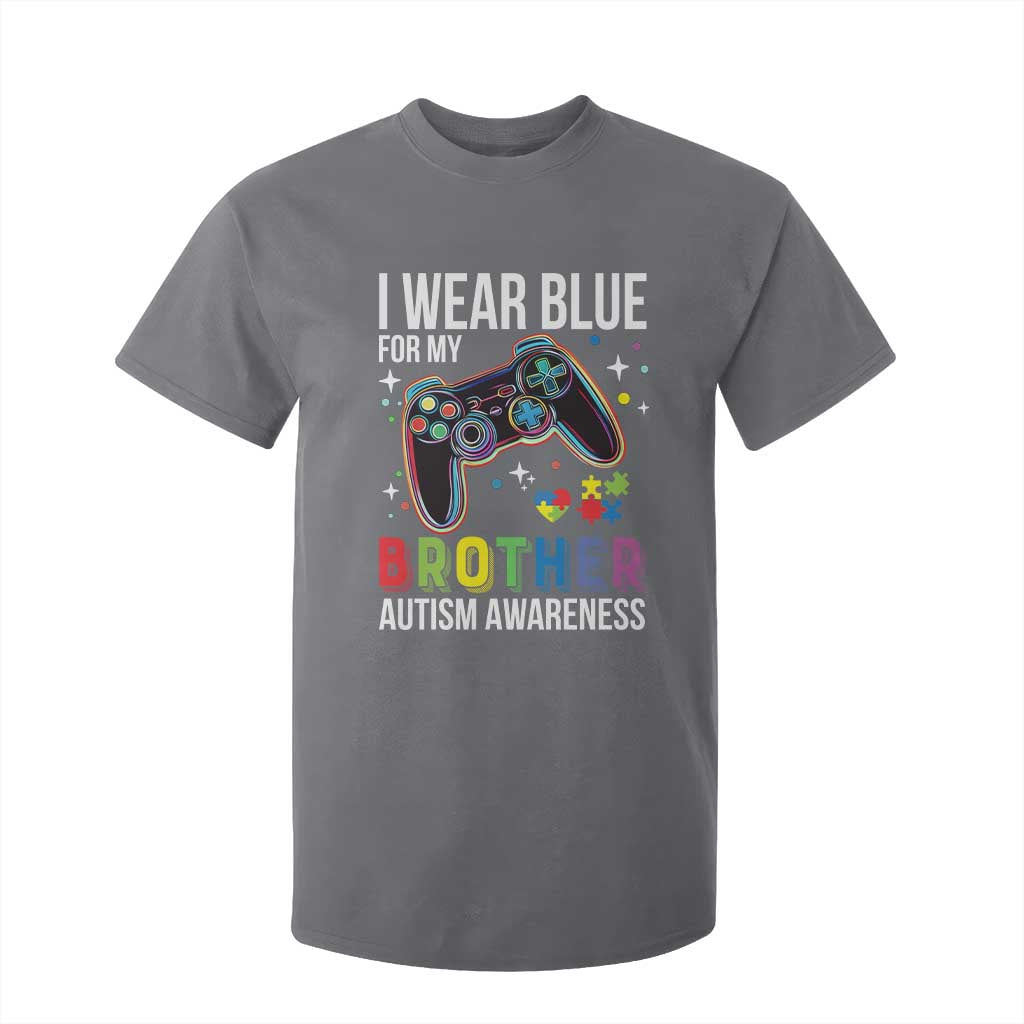 Autism Awareness Gamer T Shirt For Kid I Wear Blue for My Brother Video Game Family Support TS02 Charcoal Print Your Wear