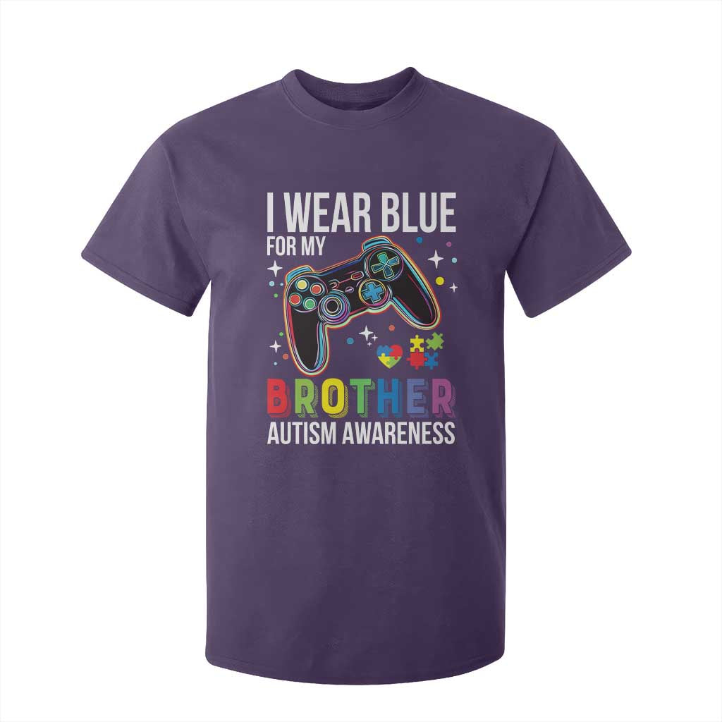 Autism Awareness Gamer T Shirt For Kid I Wear Blue for My Brother Video Game Family Support TS02 Purple Print Your Wear