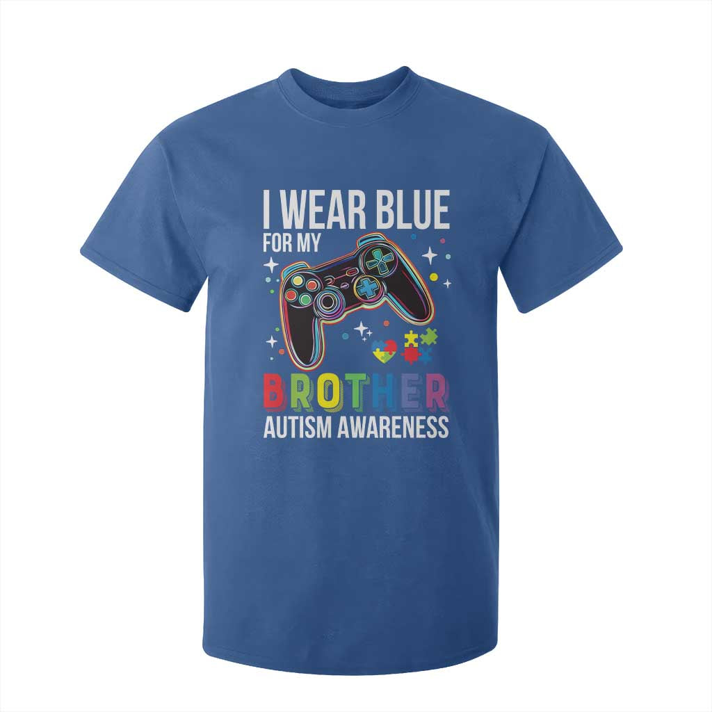 Autism Awareness Gamer T Shirt For Kid I Wear Blue for My Brother Video Game Family Support TS02 Royal Blue Print Your Wear