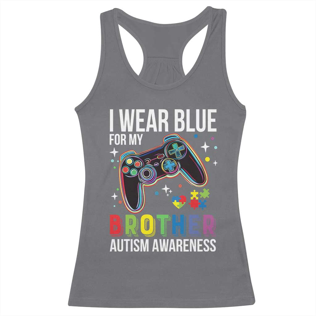 Autism Awareness Gamer Racerback Tank Top I Wear Blue for My Brother Video Game Family Support TS02 Charcoal Print Your Wear