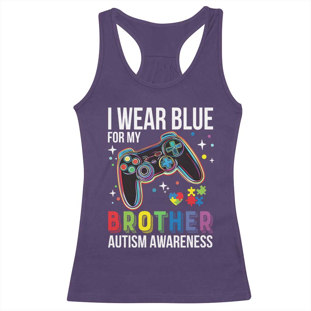 Autism Awareness Gamer Racerback Tank Top I Wear Blue for My Brother Video Game Family Support TS02 Purple Print Your Wear