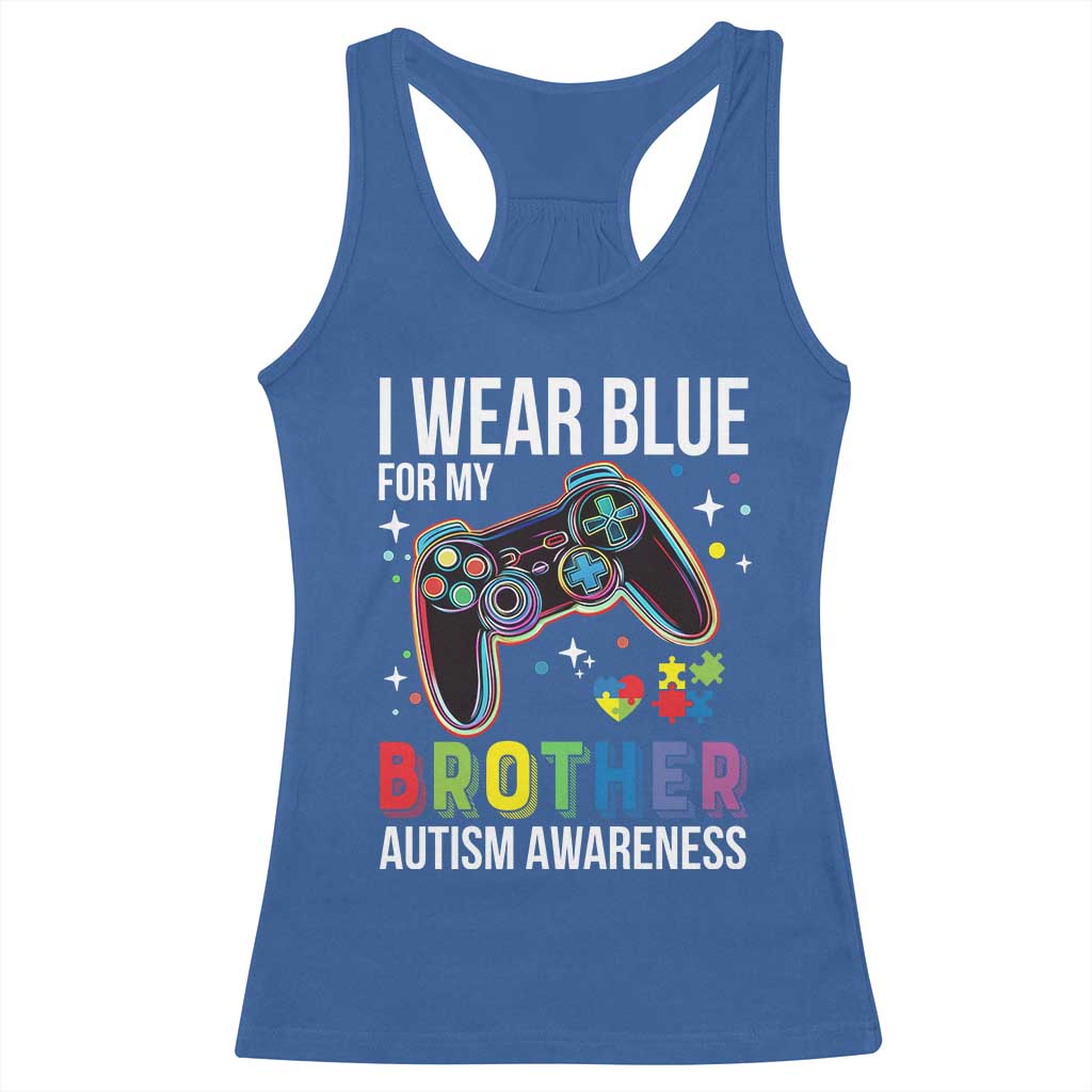 Autism Awareness Gamer Racerback Tank Top I Wear Blue for My Brother Video Game Family Support TS02 Royal Blue Print Your Wear