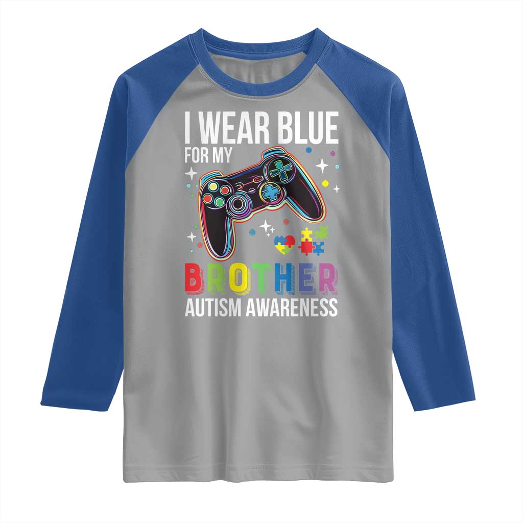 Autism Awareness Gamer Raglan Shirt I Wear Blue for My Brother Video Game Family Support TS02 Sport Gray Royal Print Your Wear