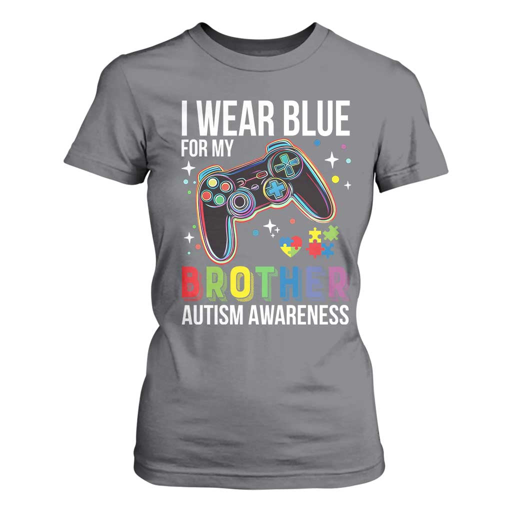 Autism Awareness Gamer T Shirt For Women I Wear Blue for My Brother Video Game Family Support TS02 Charcoal Print Your Wear