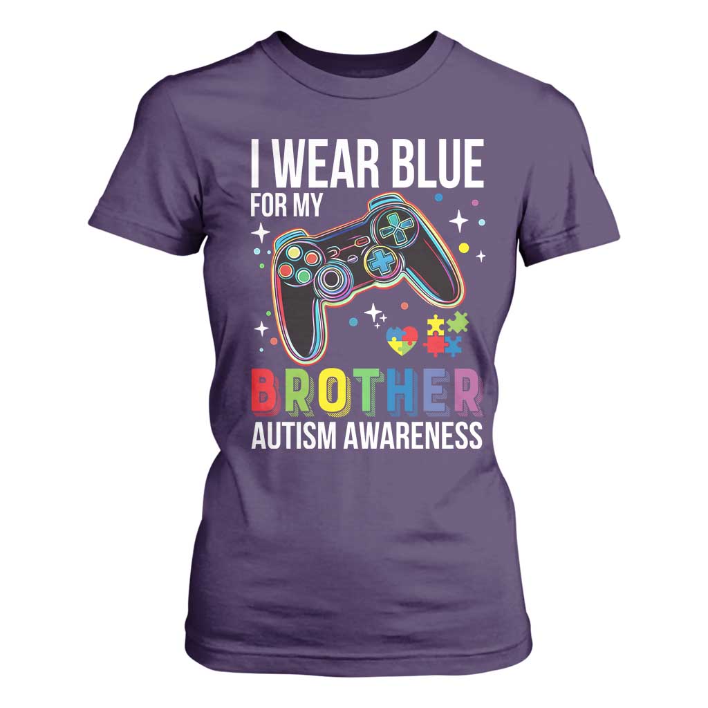 Autism Awareness Gamer T Shirt For Women I Wear Blue for My Brother Video Game Family Support TS02 Purple Print Your Wear