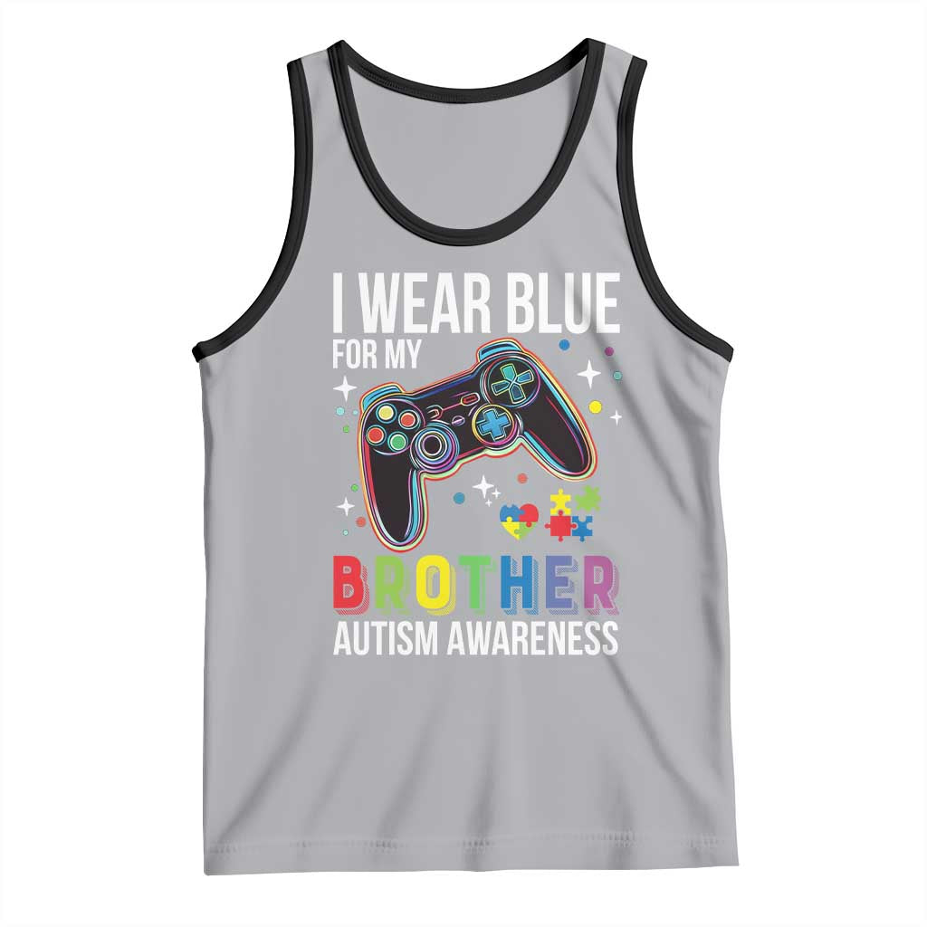 Autism Awareness Gamer Tank Top I Wear Blue for My Brother Video Game Family Support TS02 Athletic Heather Black Print Your Wear