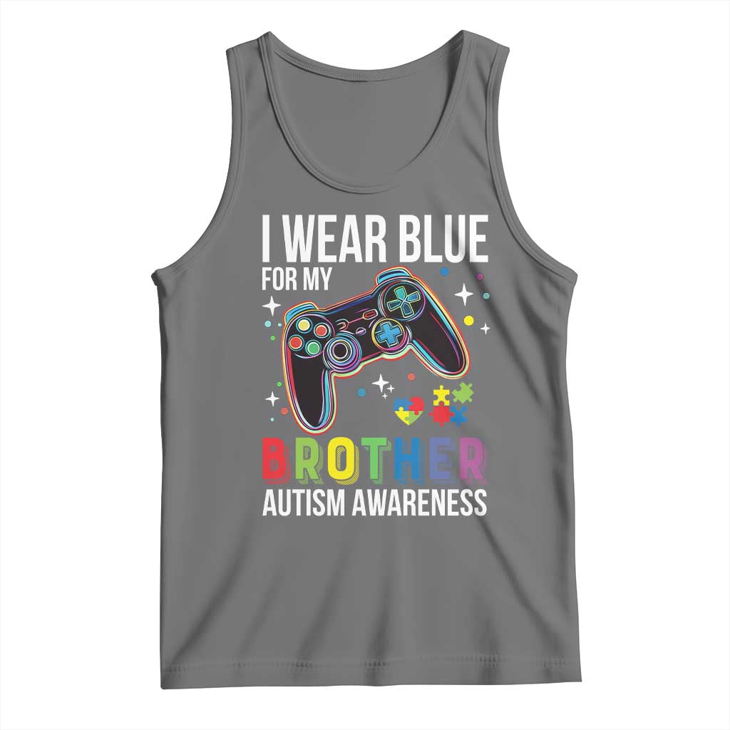Autism Awareness Gamer Tank Top I Wear Blue for My Brother Video Game Family Support TS02 Black Heather Print Your Wear