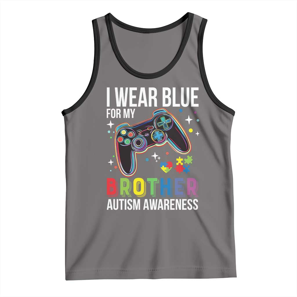 Autism Awareness Gamer Tank Top I Wear Blue for My Brother Video Game Family Support TS02 Deep Heather Black Print Your Wear