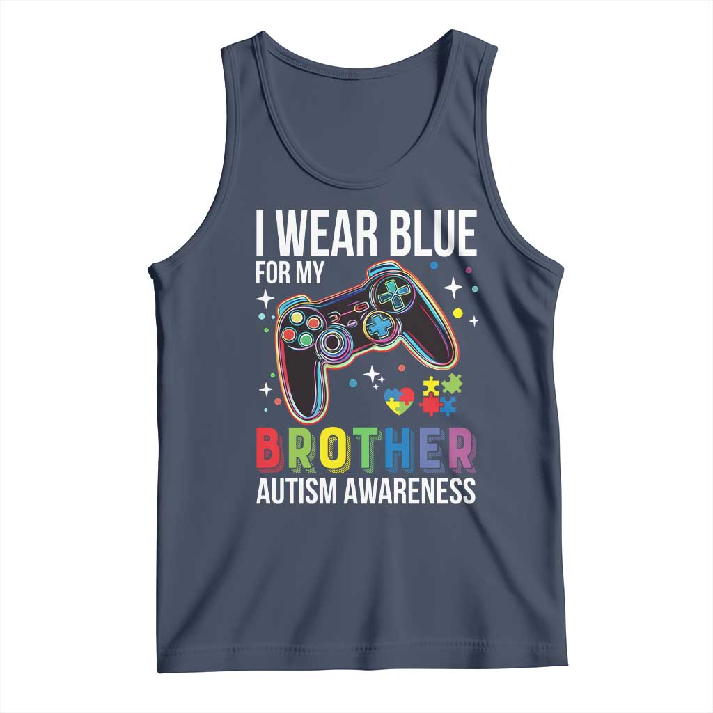 Autism Awareness Gamer Tank Top I Wear Blue for My Brother Video Game Family Support TS02 Navy Print Your Wear