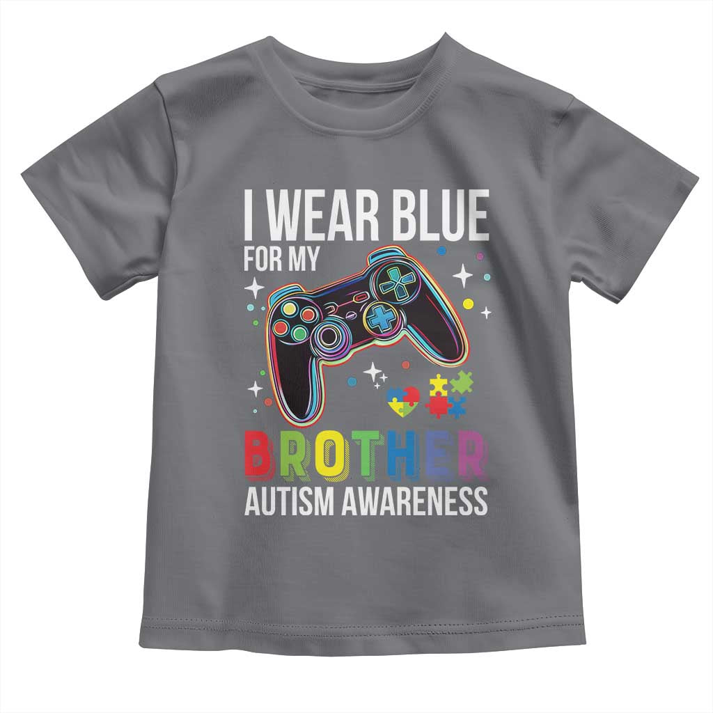 Autism Awareness Gamer Toddler T Shirt I Wear Blue for My Brother Video Game Family Support TS02 Charcoal Print Your Wear