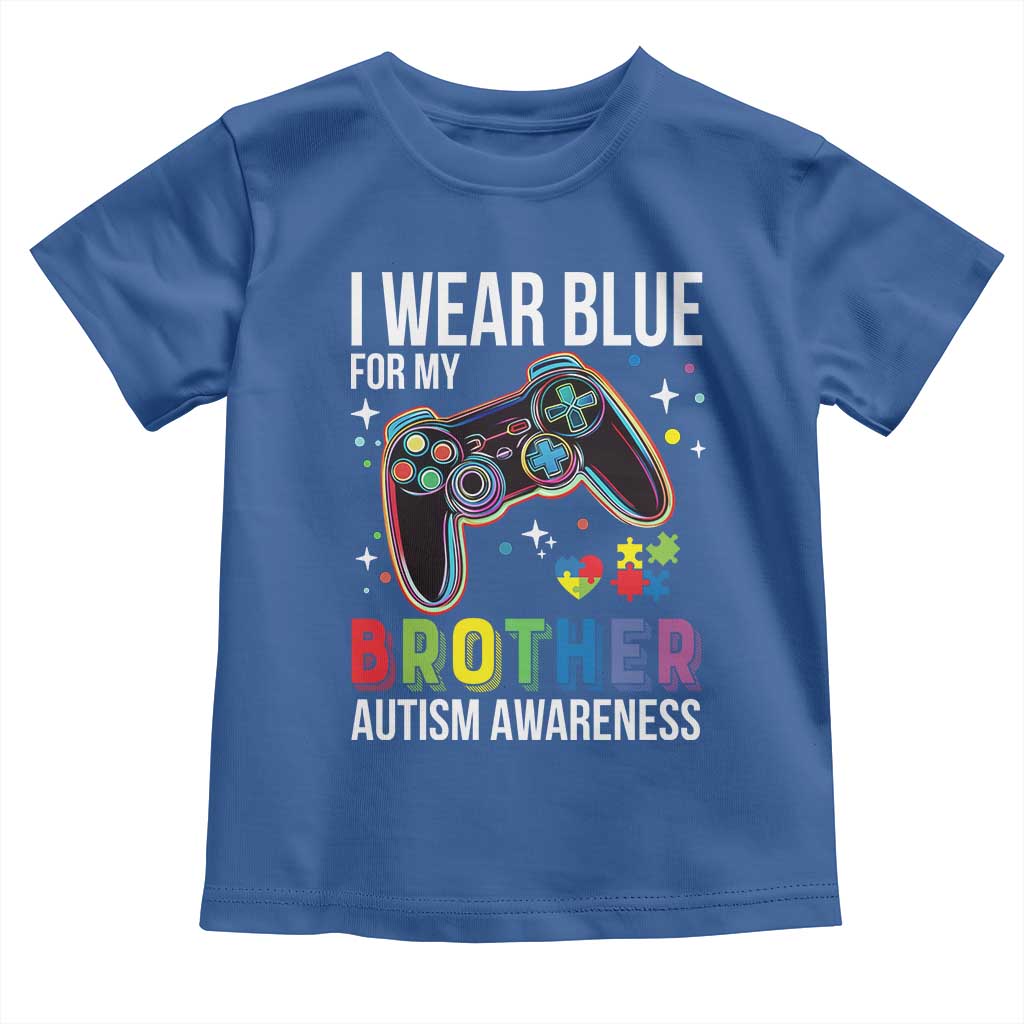 Autism Awareness Gamer Toddler T Shirt I Wear Blue for My Brother Video Game Family Support TS02 Royal Blue Print Your Wear