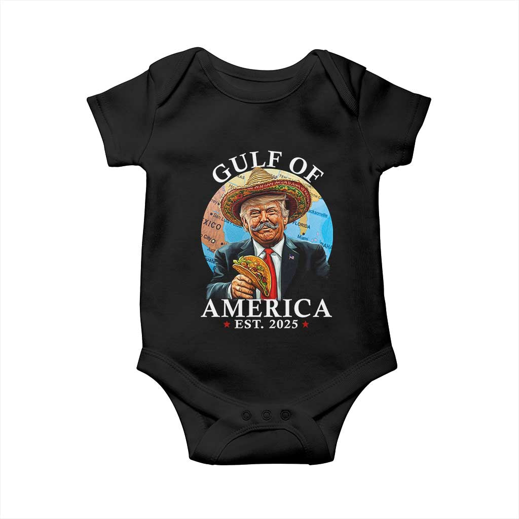 Funny Trump Gulf Of USA Baby Onesie Mexico Sombrebro Tacos US 2025 TS02 Black Print Your Wear