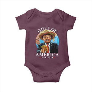 Funny Trump Gulf Of USA Baby Onesie Mexico Sombrebro Tacos US 2025 TS02 Maroon Print Your Wear