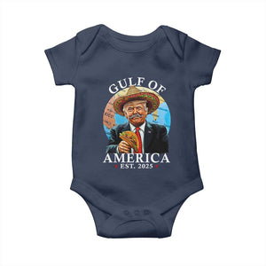 Funny Trump Gulf Of USA Baby Onesie Mexico Sombrebro Tacos US 2025 TS02 Navy Print Your Wear