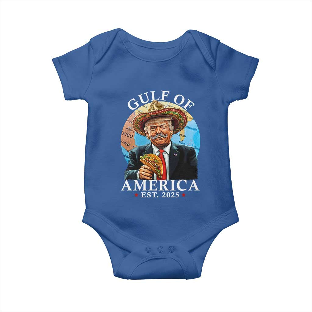 Funny Trump Gulf Of USA Baby Onesie Mexico Sombrebro Tacos US 2025 TS02 Royal Blue Print Your Wear
