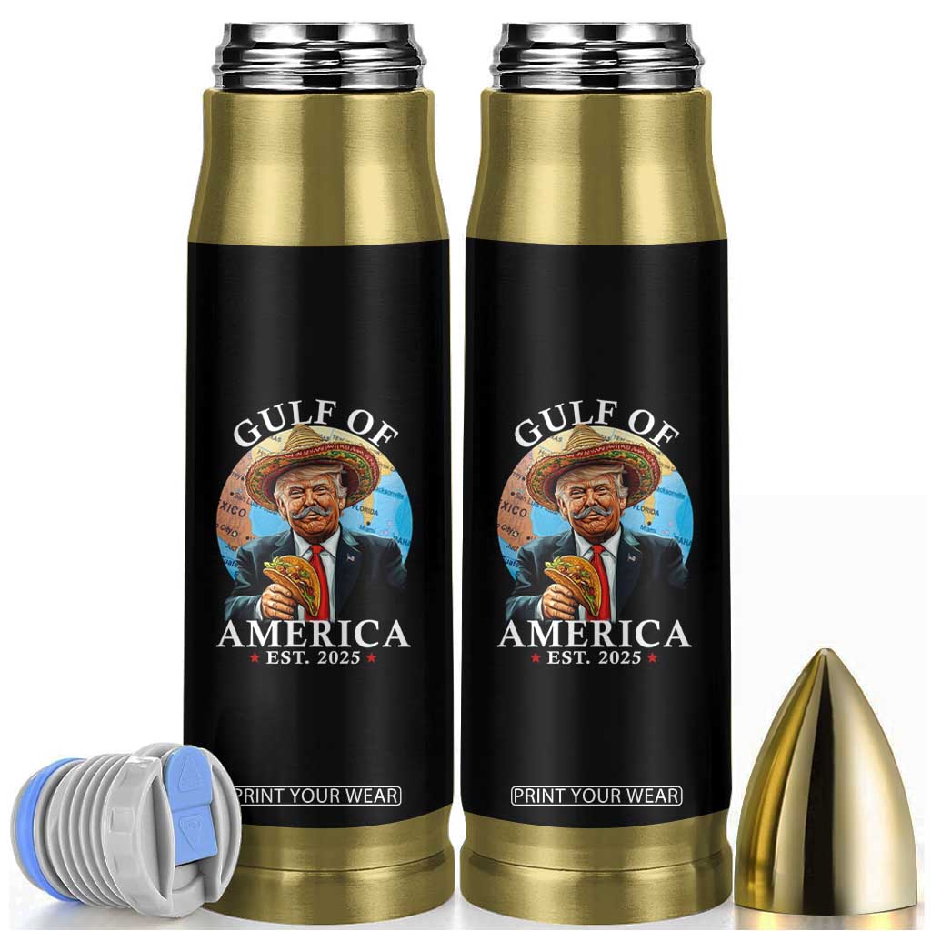 Funny Trump Gulf Of USA Bullet Tumbler Mexico Sombrebro Tacos US 2025 TS02 Black Print Your Wear