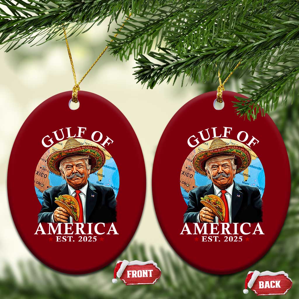 Funny Trump Gulf Of USA Ceramic Ornament Mexico Sombrebro Tacos US 2025 TS02 Print Your Wear
