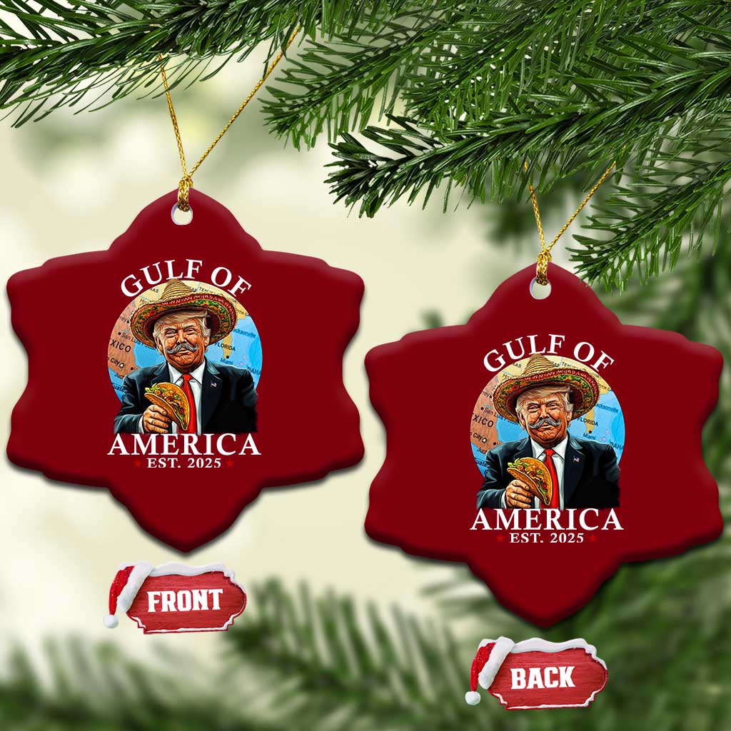 Funny Trump Gulf Of USA Ceramic Ornament Mexico Sombrebro Tacos US 2025 TS02 Print Your Wear