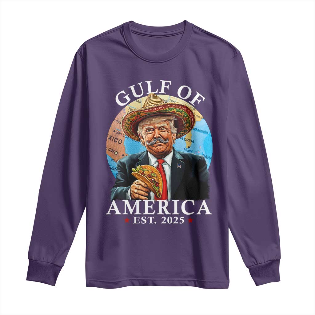 Funny Trump Gulf Of USA Long Sleeve Shirt Mexico Sombrebro Tacos US 2025 TS02 Purple Print Your Wear