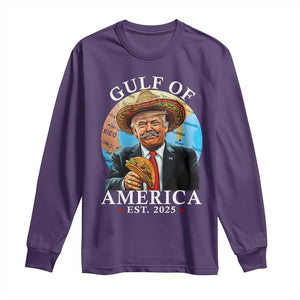 Funny Trump Gulf Of USA Long Sleeve Shirt Mexico Sombrebro Tacos US 2025 TS02 Purple Print Your Wear