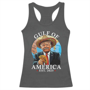Funny Trump Gulf Of USA Racerback Tank Top Mexico Sombrebro Tacos US 2025 TS02 Dark Heather Print Your Wear