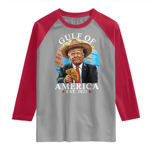 Funny Trump Gulf Of USA Raglan Shirt Mexico Sombrebro Tacos US 2025 TS02 Sport Gray Red Print Your Wear