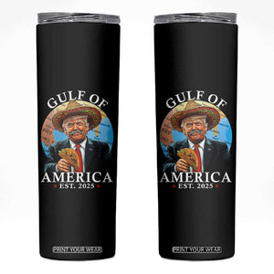 Funny Trump Gulf Of USA Skinny Tumbler Mexico Sombrebro Tacos US 2025 TS02 Black Print Your Wear