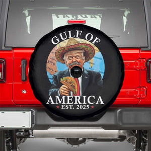 Funny Trump Gulf Of USA Spare Tire Cover Mexico Sombrebro Tacos US 2025 TS02 Black Print Your Wear