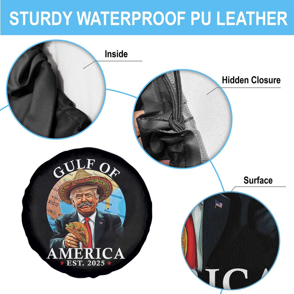 Funny Trump Gulf Of USA Spare Tire Cover Mexico Sombrebro Tacos US 2025 TS02 Print Your Wear