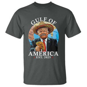 Funny Trump Gulf Of America T Shirt Mexico Sombrebro Tacos US 2025 TS02 Dark Heather Print Your Wear