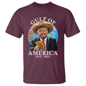 Funny Trump Gulf Of America T Shirt Mexico Sombrebro Tacos US 2025 TS02 Maroon Print Your Wear