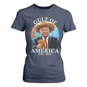 Funny Trump Gulf Of USA T Shirt For Women Mexico Sombrebro Tacos US 2025 TS02 Navy Print Your Wear