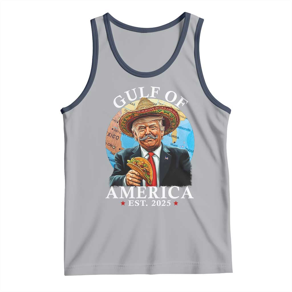Funny Trump Gulf Of USA Tank Top Mexico Sombrebro Tacos US 2025 TS02 Athletic Heather Navy Print Your Wear