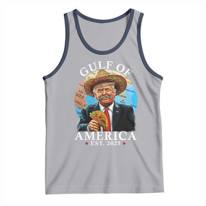 Funny Trump Gulf Of USA Tank Top Mexico Sombrebro Tacos US 2025 TS02 Athletic Heather Navy Print Your Wear
