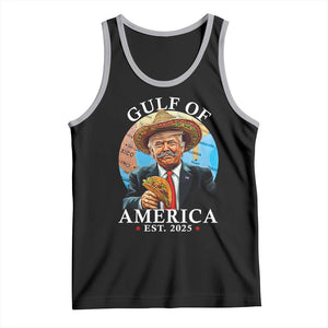 Funny Trump Gulf Of USA Tank Top Mexico Sombrebro Tacos US 2025 TS02 Black Athletic Heather Print Your Wear