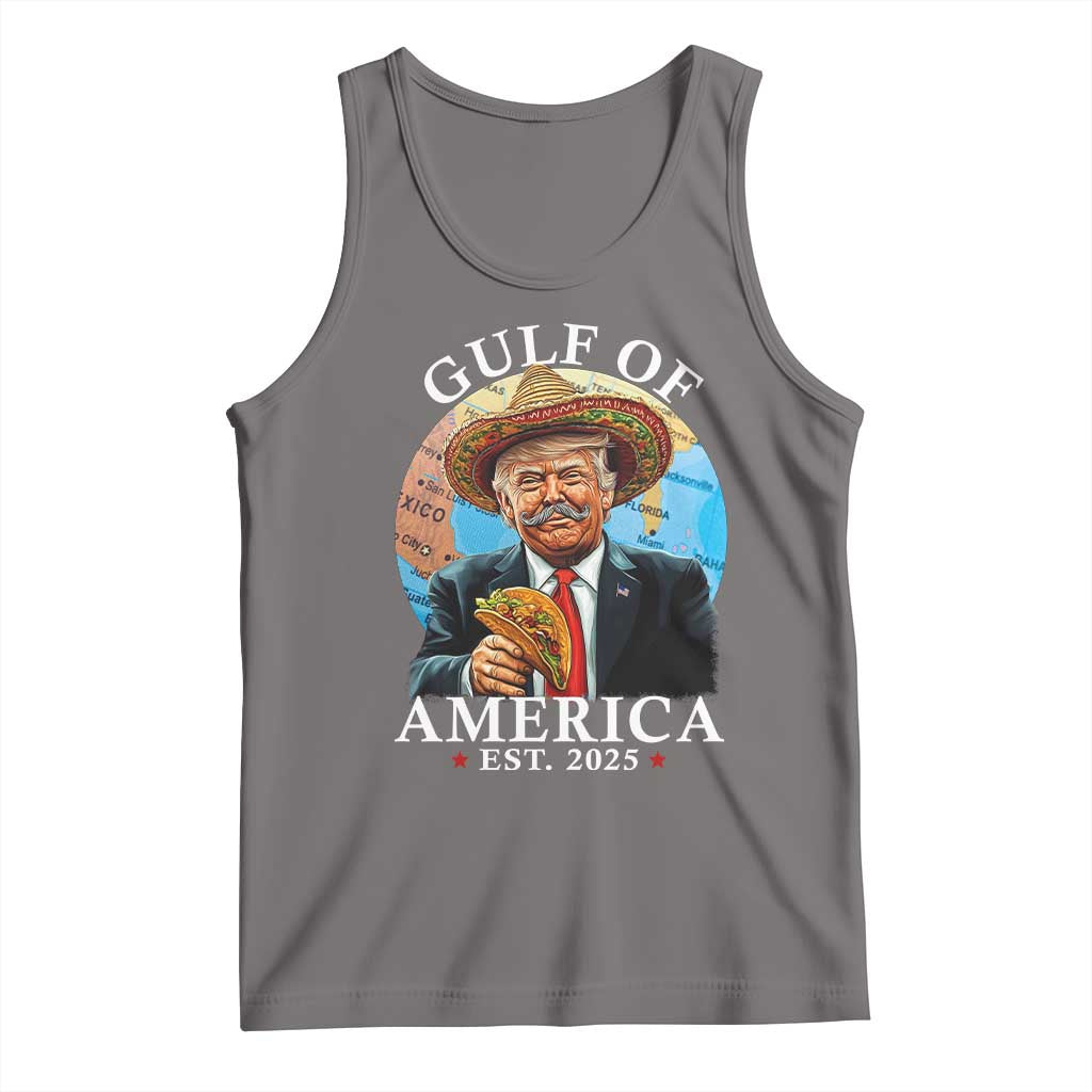 Funny Trump Gulf Of USA Tank Top Mexico Sombrebro Tacos US 2025 TS02 Deep Heather Print Your Wear