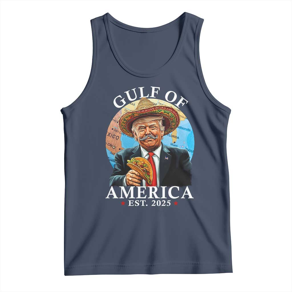 Funny Trump Gulf Of USA Tank Top Mexico Sombrebro Tacos US 2025 TS02 Navy Print Your Wear