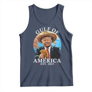 Funny Trump Gulf Of USA Tank Top Mexico Sombrebro Tacos US 2025 TS02 Navy Print Your Wear
