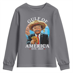 Funny Trump Gulf Of USA Youth Sweatshirt Mexico Sombrebro Tacos US 2025 TS02 Charcoal Print Your Wear