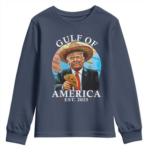 Funny Trump Gulf Of USA Youth Sweatshirt Mexico Sombrebro Tacos US 2025 TS02 Navy Print Your Wear