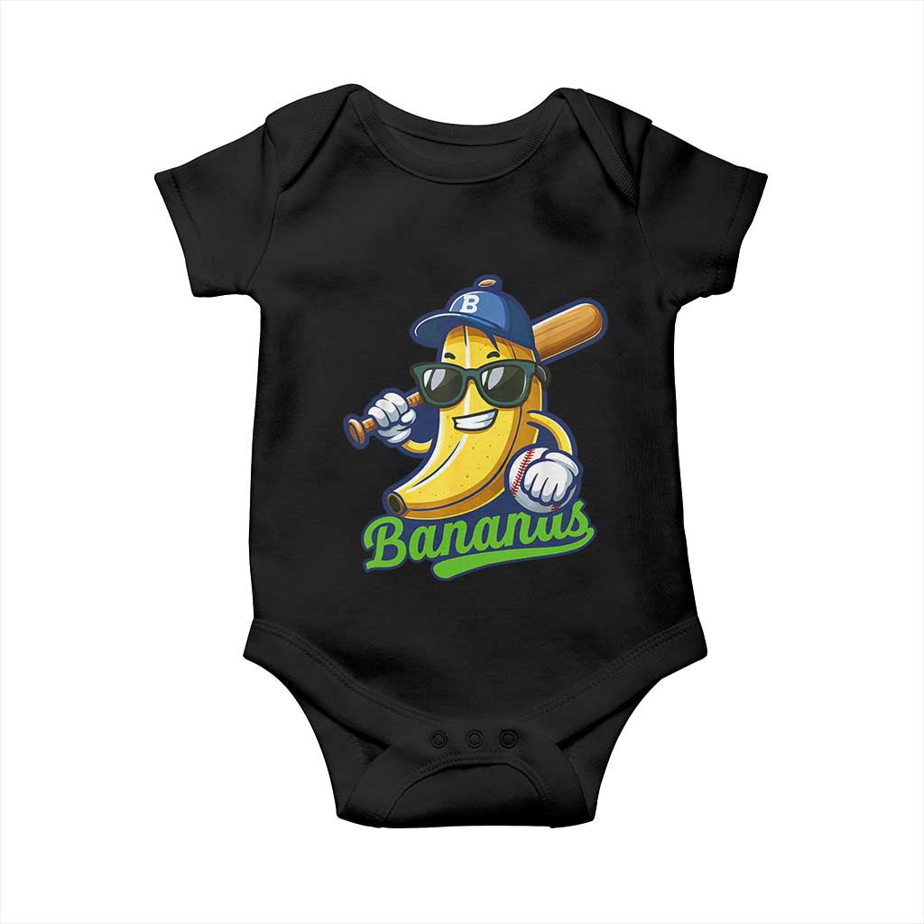 Cute Banana Graphics Baby Onesie Funny Sports Baseball Lover TS02 Black Print Your Wear