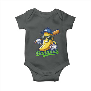 Cute Banana Graphics Baby Onesie Funny Sports Baseball Lover TS02 Dark Heather Print Your Wear